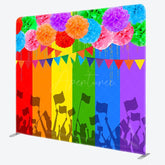 Aperturee - Aperturee Color Hydrangea Stripe LGBT Square Tension Backdrop